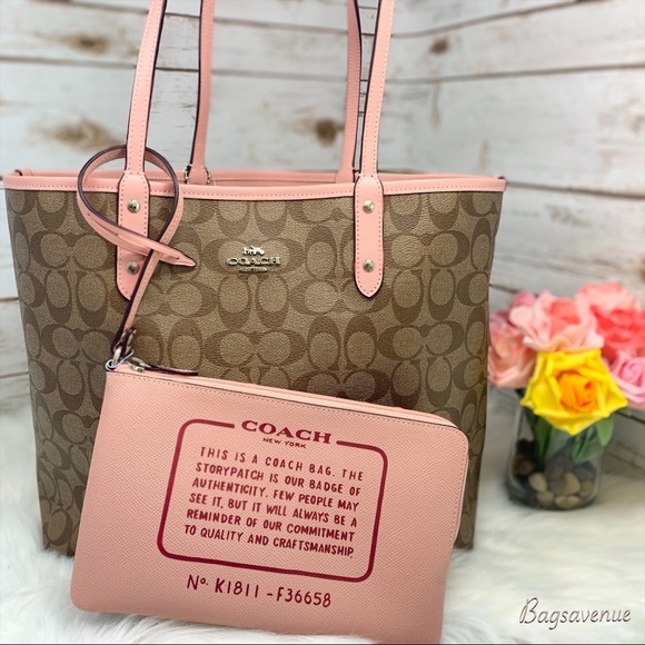 Coach Handbags - Coach petal Khaki reversible city signature tote